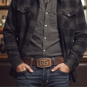 Super Rare 1980’s Dolce & Gabbana Leather & Metal Belt Buckle